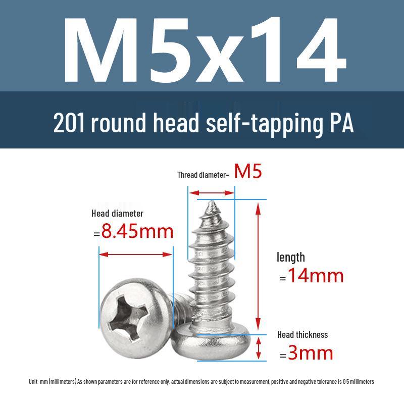 Yigu Yigu 201 Stainless Steel Phillips Round Head Self-Tapping Screws M1.7-M6