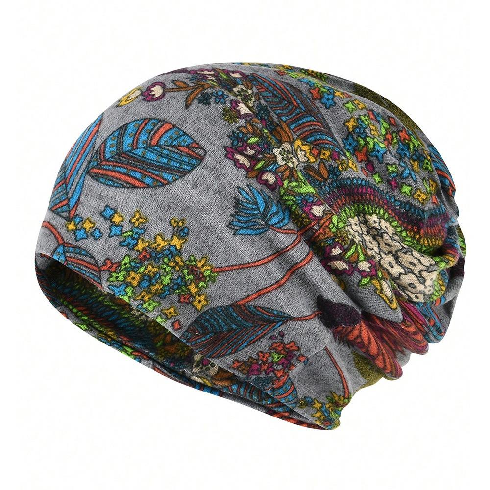 Multifunctional Turban Hats Plaid Print Casual Hedging Cap Autumn and Winter