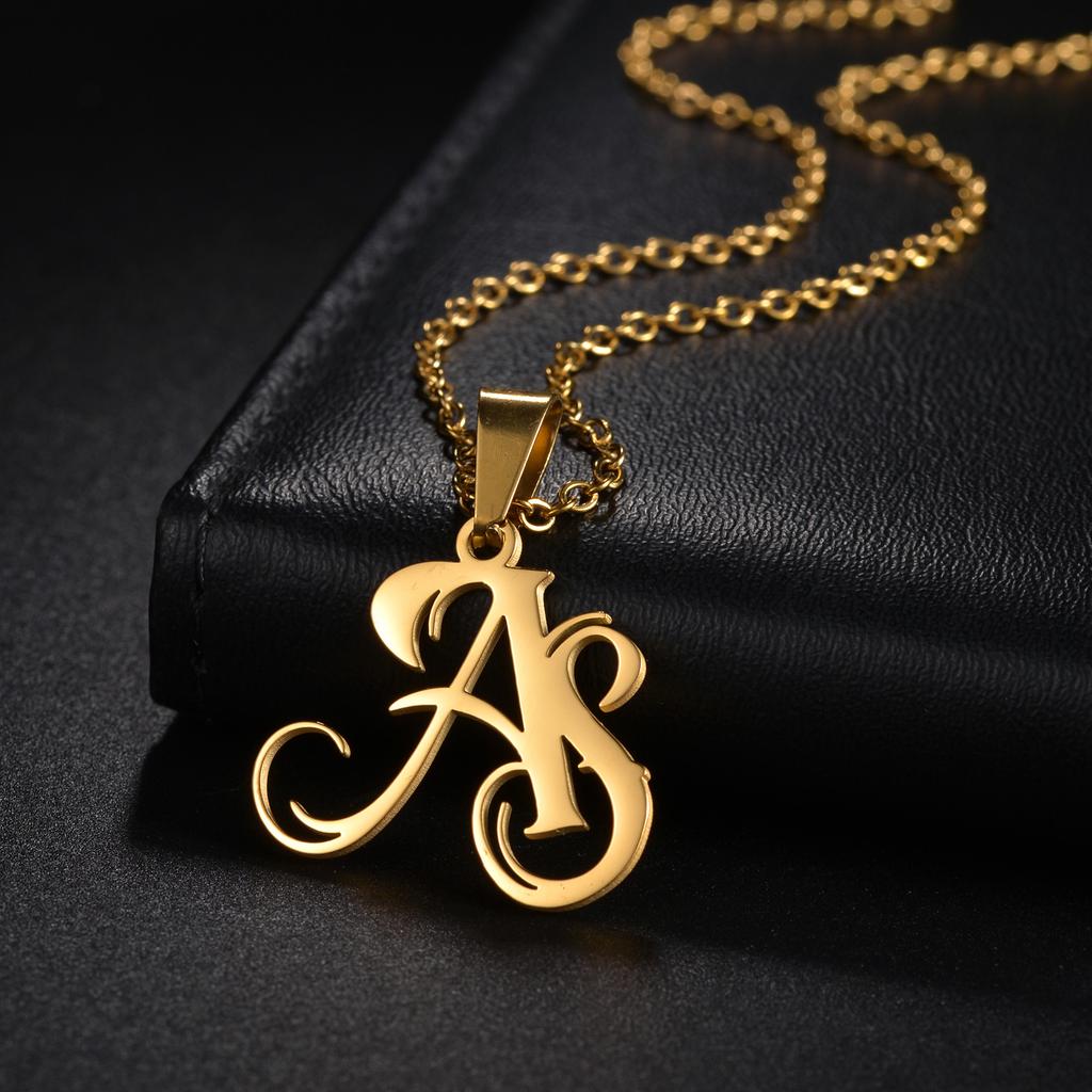 Atoztide Personalized Custom Name Necklaces for Women Double Initials Letters Pendant Stainless Steel Link Chain Jewelry Gift