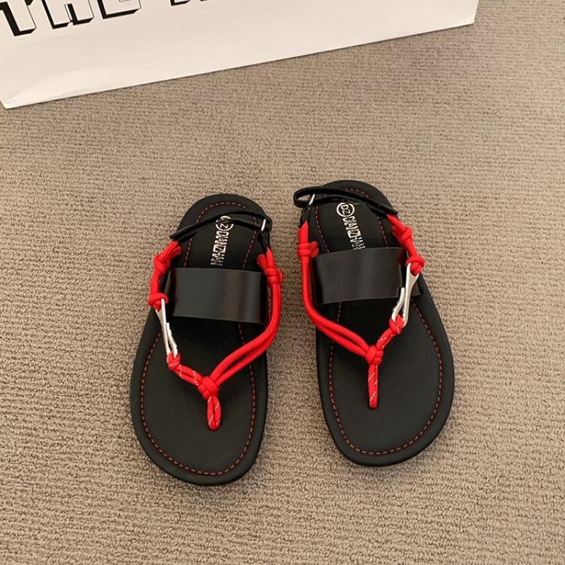 Fashion Red Flat Sandals Designer Summer Flip Flops Woman Casual Shoes Black Beach Flats