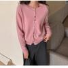 100% Pure Wool Women's Soft Fluffy Knit Cardigan, Round Neck, Korean Style, Spring/Summer Fashion.