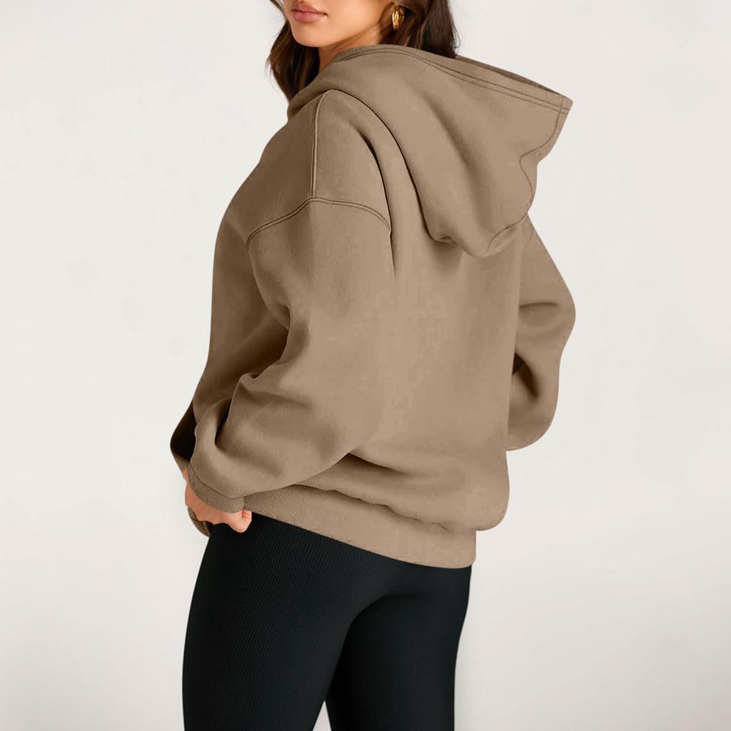 Damen Oversized Sweatshirts Fleece Hoodies Langarmshirts Pullover Herbstkleidung Mit Tasche