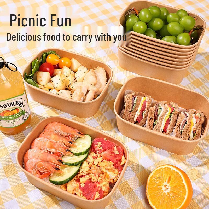 ONYLM Disposable Kraft Paper Food Containers with Lids