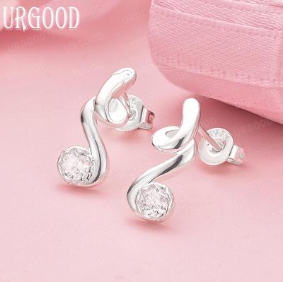 925er Sterlingsilber AAA Zirkon Musiknote Modische Ohrstecker Hochzeits Schmuck