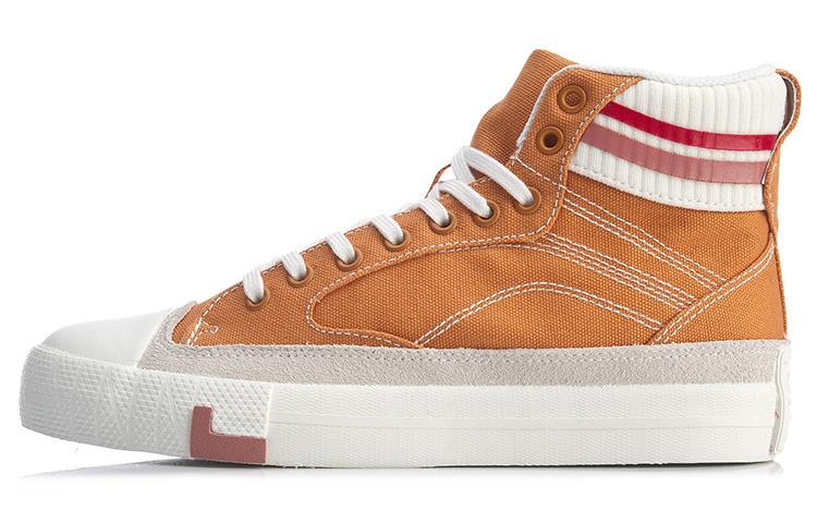 Li Ning Skateboard Shoes Women s High Top Dark Khaki/White AGCQ026-4 35.5