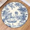 Rond vloerkleed in oosterse stijl Blauw en wit porselein Landschapspatronen Perfect voor woonkamerdecoratie Zachte duurzame vloermat