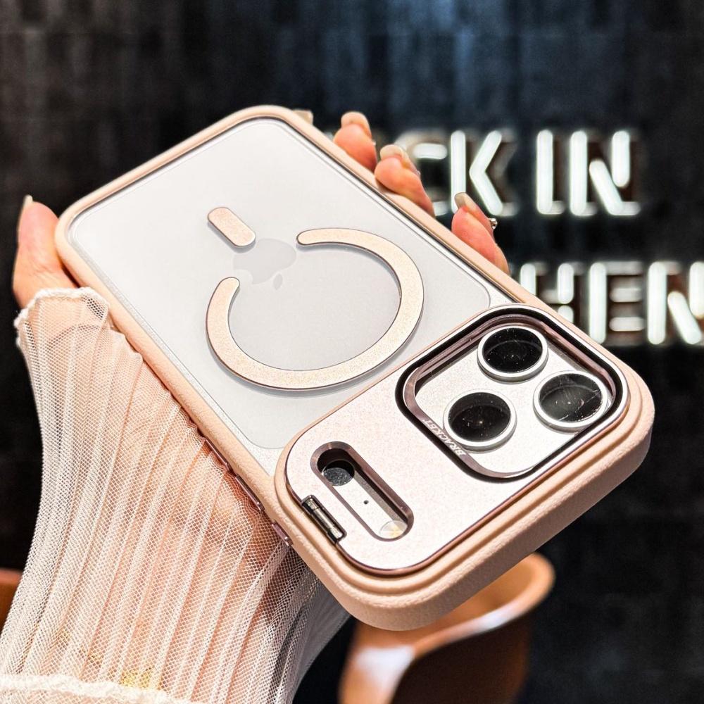 Glass Protection Lens Holder Magnetic Clear Case For For Iphone 17 16 1 14 13 Pro Max Flod Bracket For Leather Bumper Cover