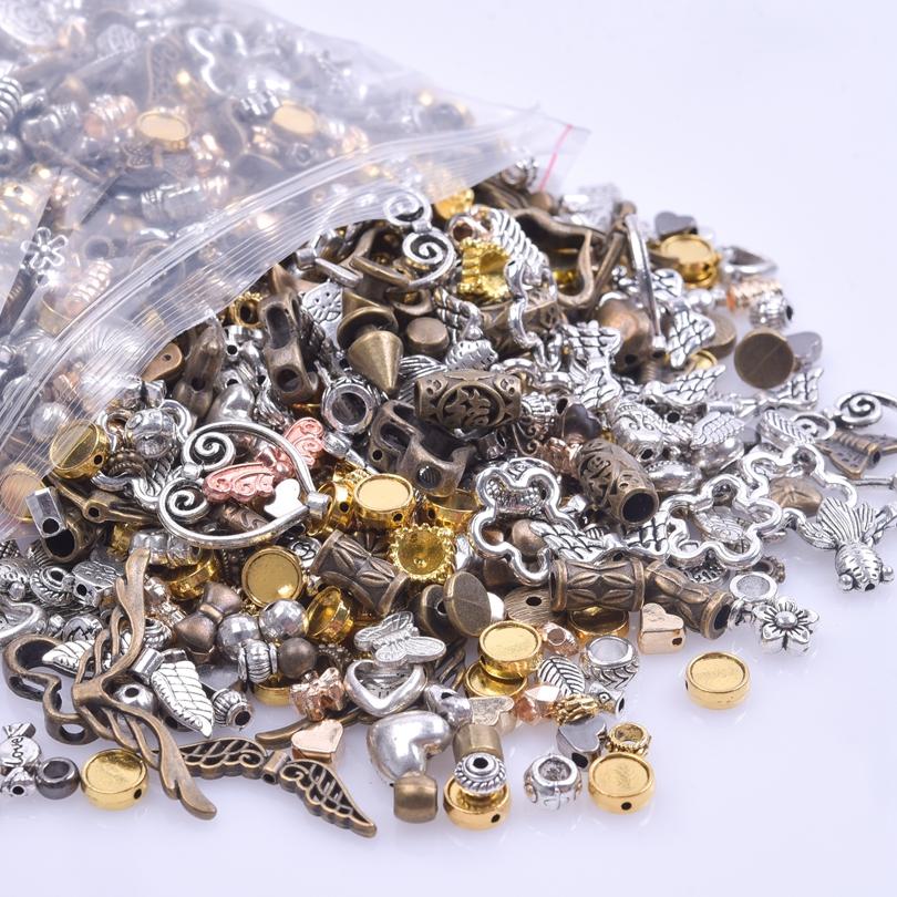 10-50pcs/Lot Random Mixed Alloy Metal Bulk Charms For Jewelry Making Supplies Vintage Spacer Bead Aninmal Wings Star Accessories