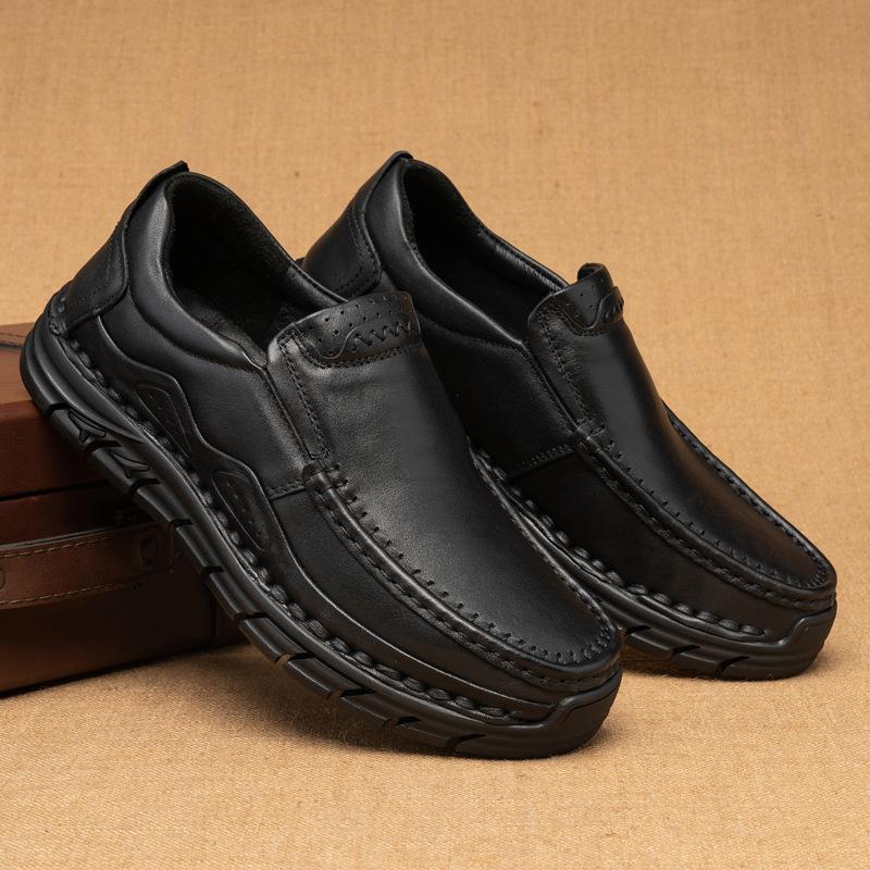 Wide Head Business Formal Suit Top Layer Cowhide Men's Casual Leather Shoes Soft Leather Thick Sole Leather Shoes Men's Shoes
