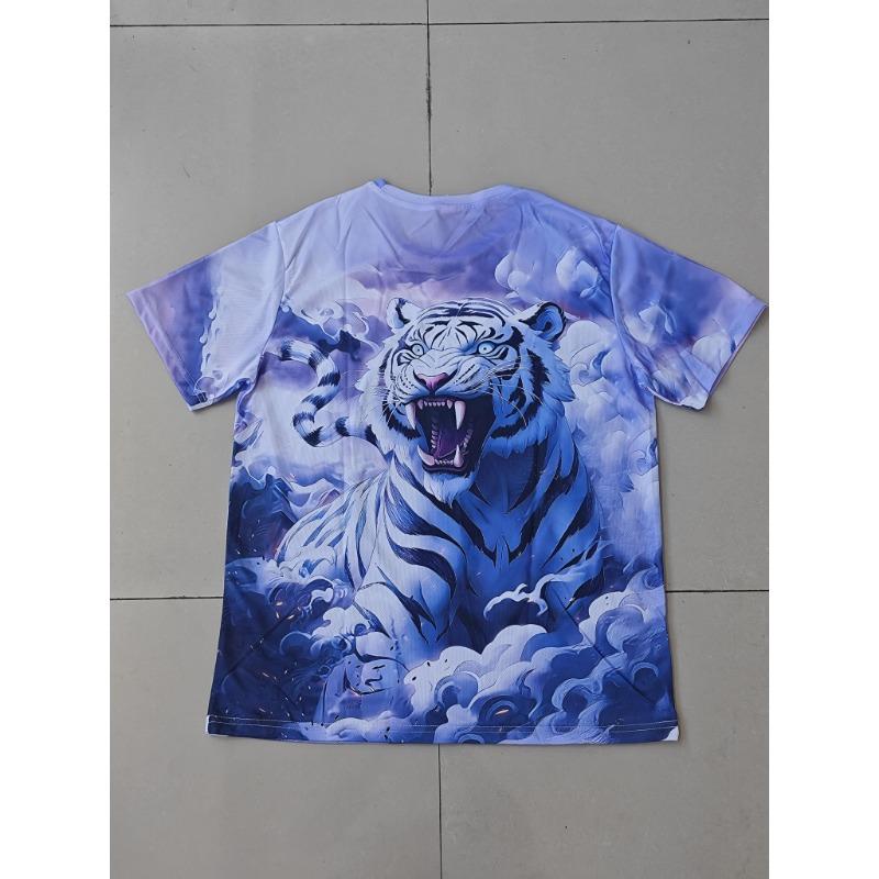 Men's 3D Phoenix Printed T-shirt - Unique Street Style Short Sleeve Top with Vibrant Flame Pattern