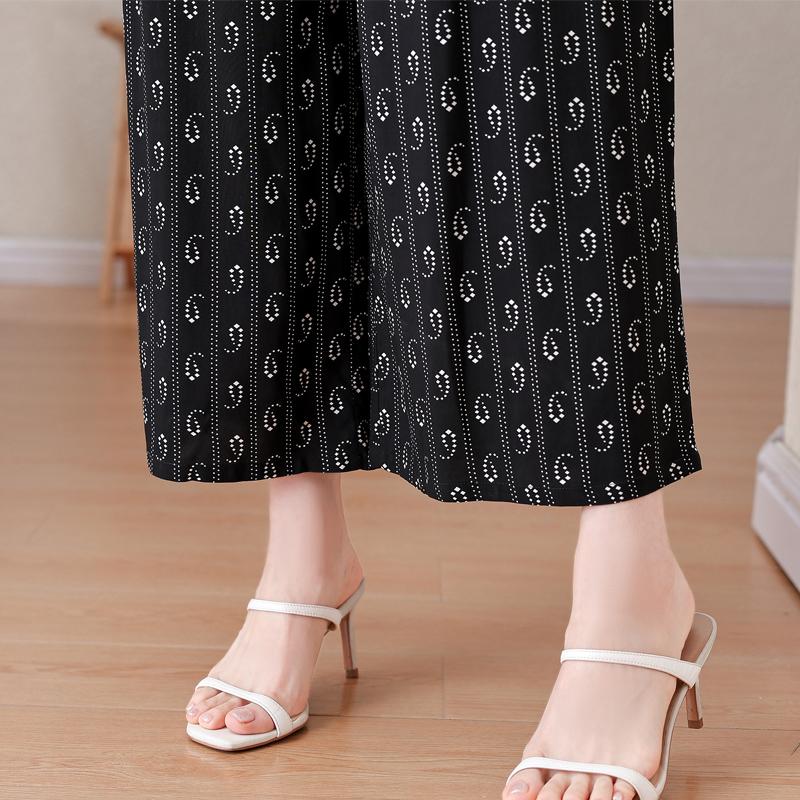 Summer Wide Leg Pants Woman Clothes Elastic Waist Elegant Casual Summer Pants
