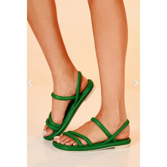

Rome Double Band Puff Grass Green Sandals Зеленые женские сандалии 36