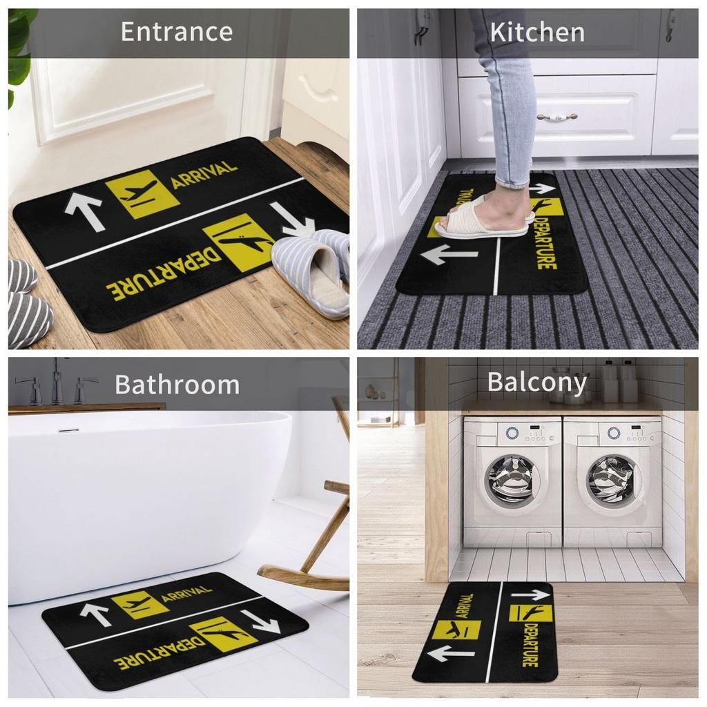 Aviation Departures Arrivals Anti-slip Doormat Floor Mat Carpet Rug for Kitchen Entrance Home Balcony Footpad Mats