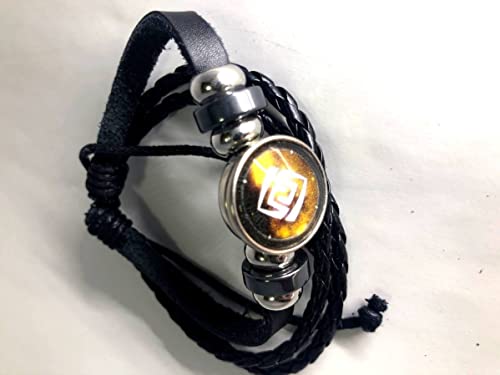 TiproPechka Genshin Impact Eye of God Rock Bracelet, Braided Elemental Magical Organ Bracelet with Seven Heavenly Gods Statues, Cosplay Accessory