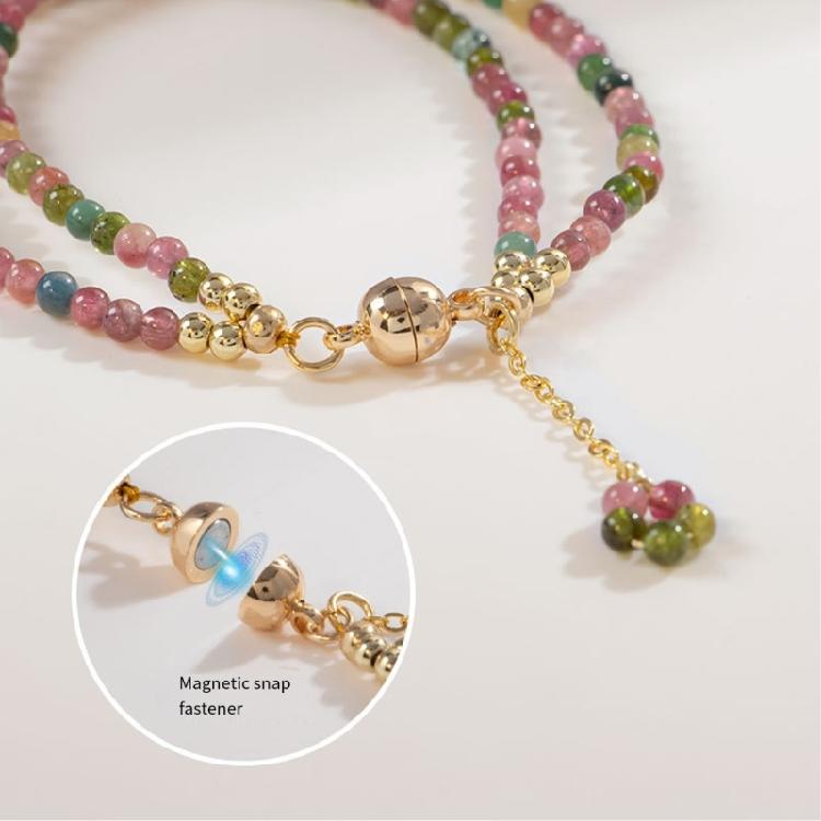 Elegant and Stylish Natural Tourmaline Bracelet Copper Double Strand Beaded Wrist Chain Jewelry Piece for Women