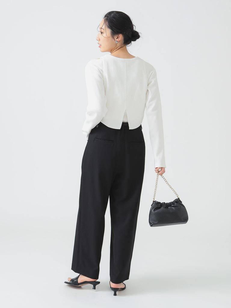 B:MING LIFE STORE by BEAMS Women's Wide Pocket Tuck Pants (Size S-M) Black