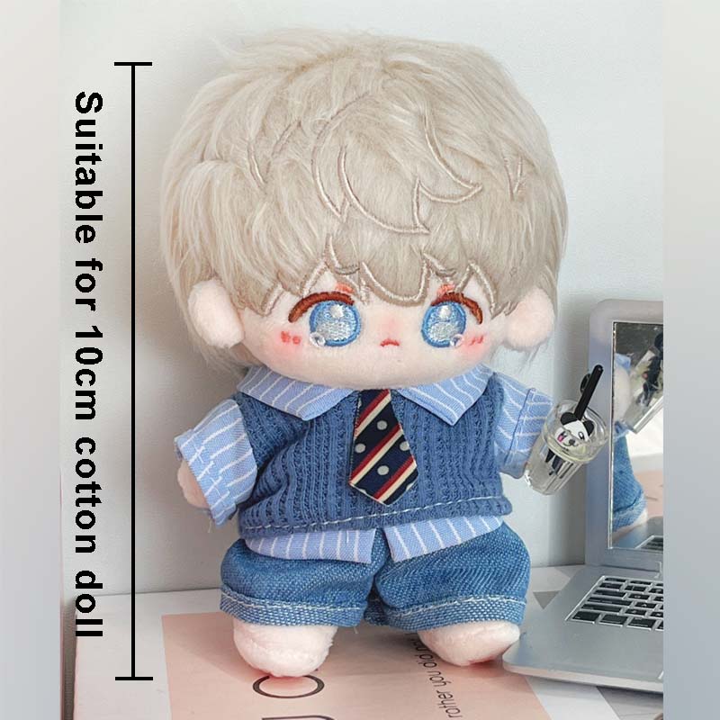 10cm Cotton Doll Clothes For Blue Brown Doll Blouse Pants Suit For Kawaii Doll Accessories Doll Dress-Up Play Toys Accessories