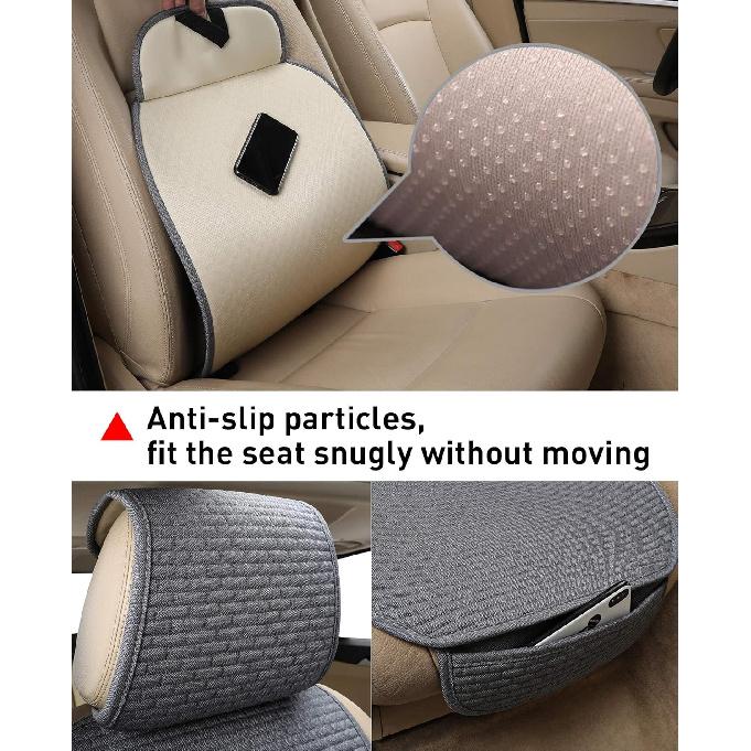 EifBrisa 2Pcs Car Seat Covers Cushion Pad, Bottom Front Seat Covers For Cars, Super Breathable, Storage Bags, Warm In Winter And Cool In Summer,