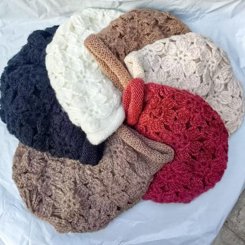 New Arrival Women's Autumn/Winter Trendy Knit Hat Handmade Crochet Wool Cap