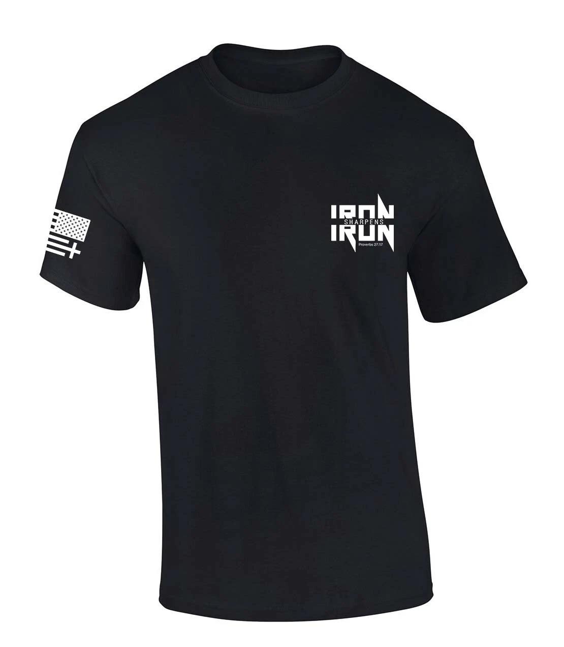 Trenz Shirt Company Mens Christian TShirt Iron Sharpens Iron Metal Logo Crest 4XL