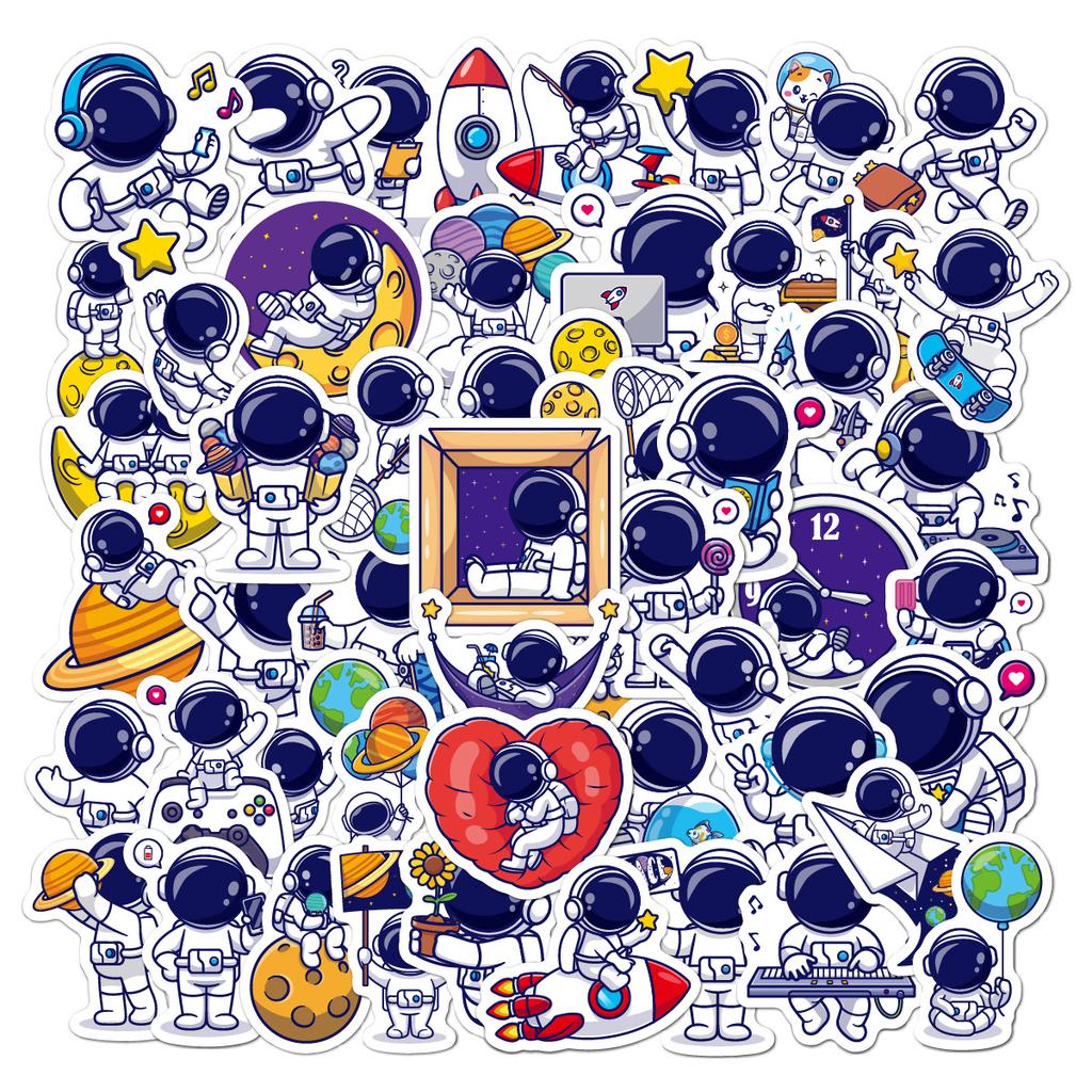 Little Astronaut Stickers 50 Sheets of Stationery Hand Account Water Cup Laptop Cartoon Cute Space Astronaut Stickers