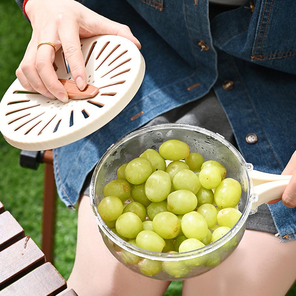 Passoire de nettoyage à poignée pliable Contenant alimentaire réutilisable pour fruits et légumes Filtre de lavage