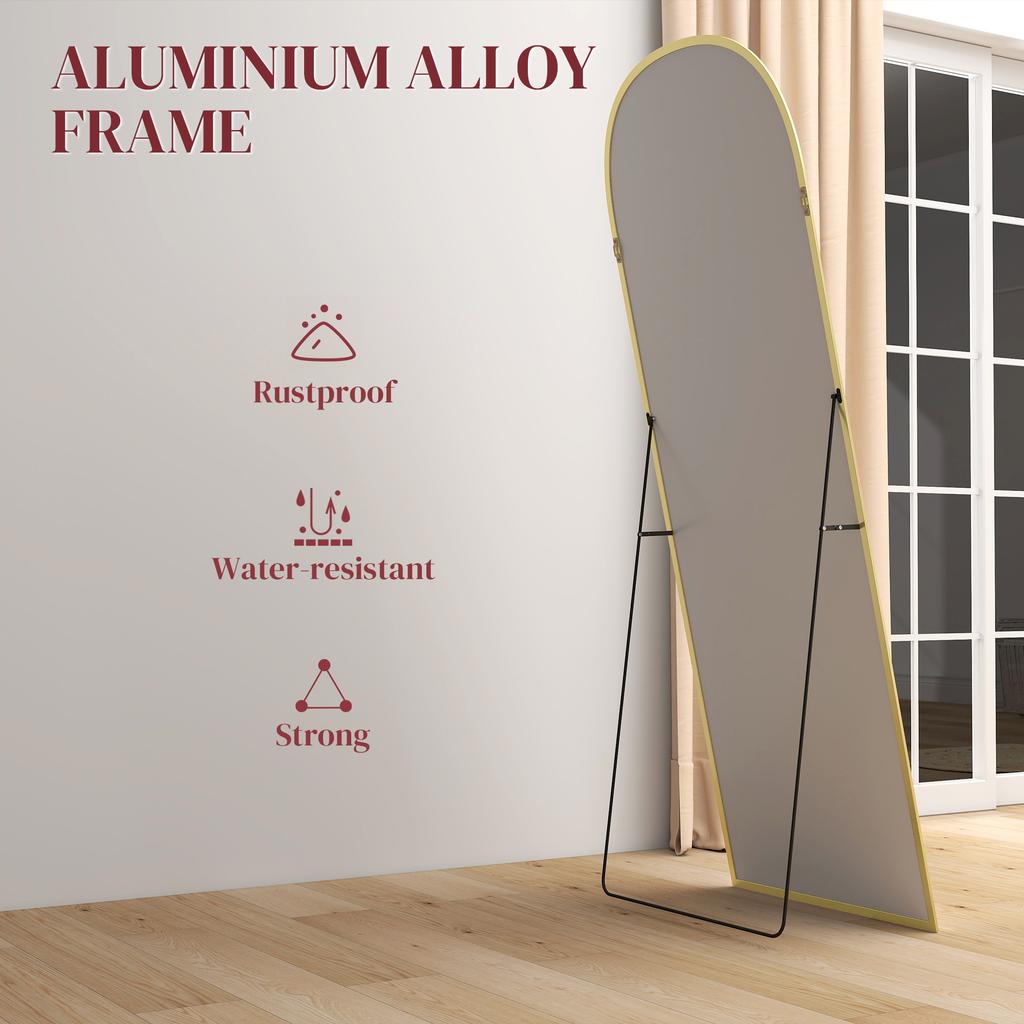 165Cm Aluminium Frame Standing Mirror Gold