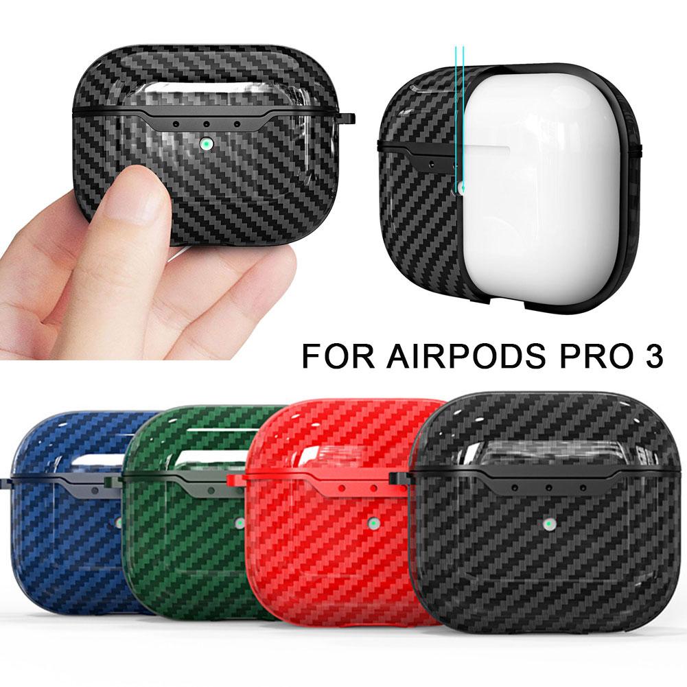 For Airpods Pro 3Rd Generation Bluetooth Earphone Case Shatter-Resistant Fiber Carbon Tpu Texture Case Earphone Soft