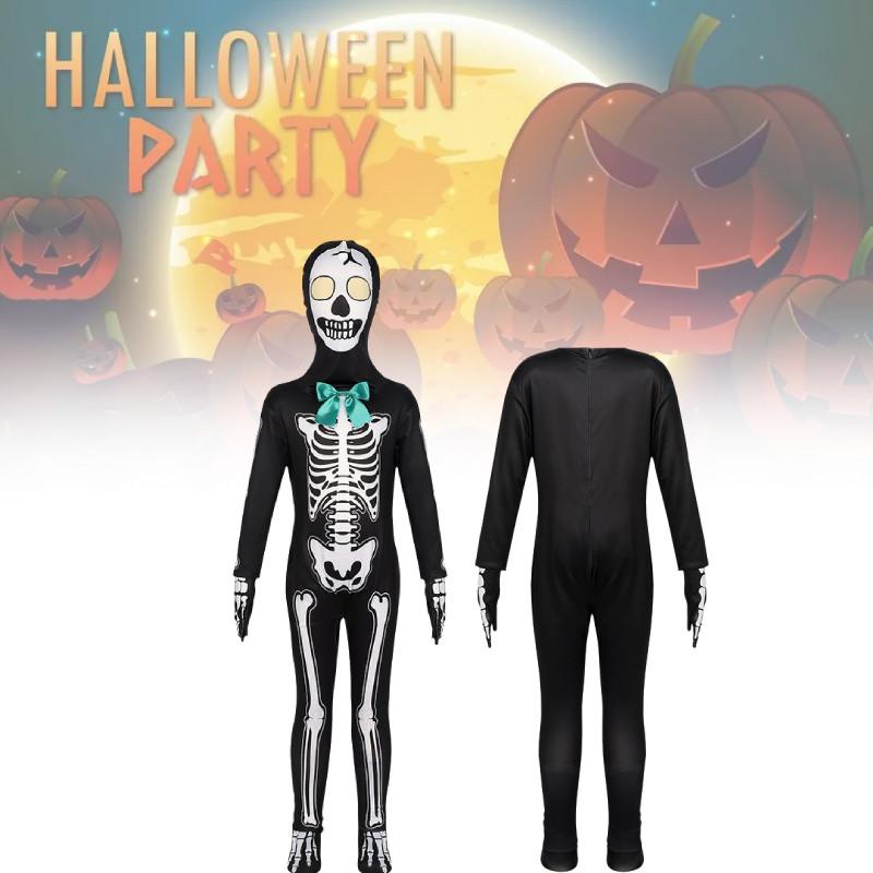 Halloween Children Death Skeleton Role Play Outfits Party Stage Performance Suit