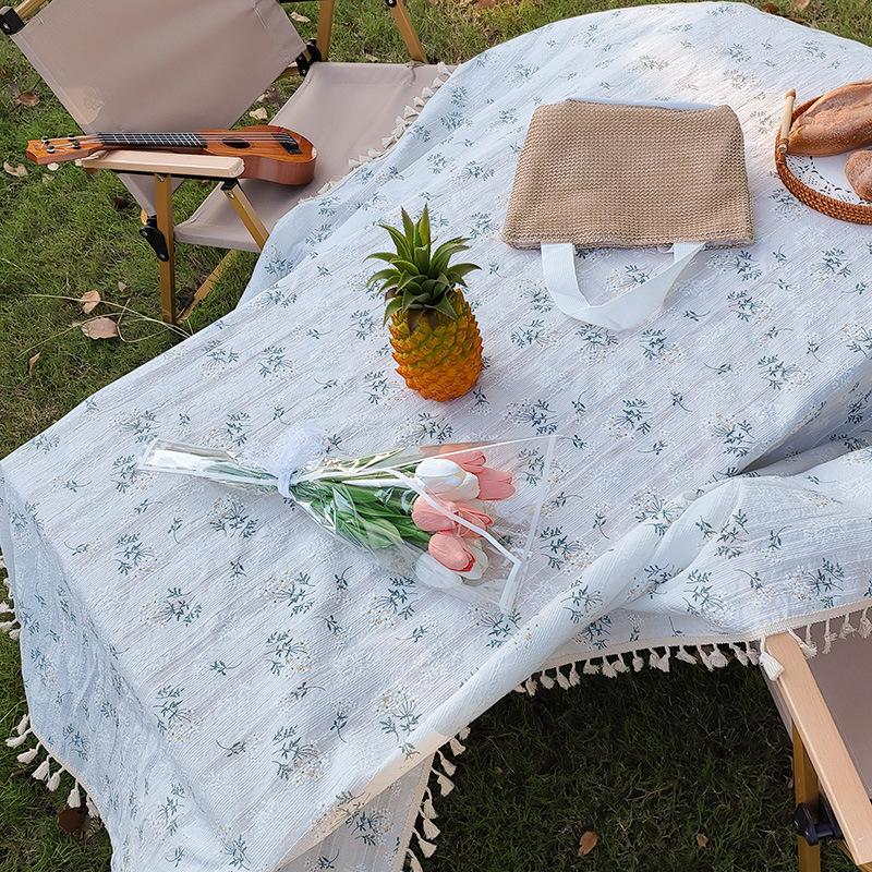 

Маленькая скатерть с ромашками, украшение для чайного столика, чехол для пикника на открытом воздухе, хлопковые льняные скатерти для обеденного стола, домашний декор 40x60cm лиловый