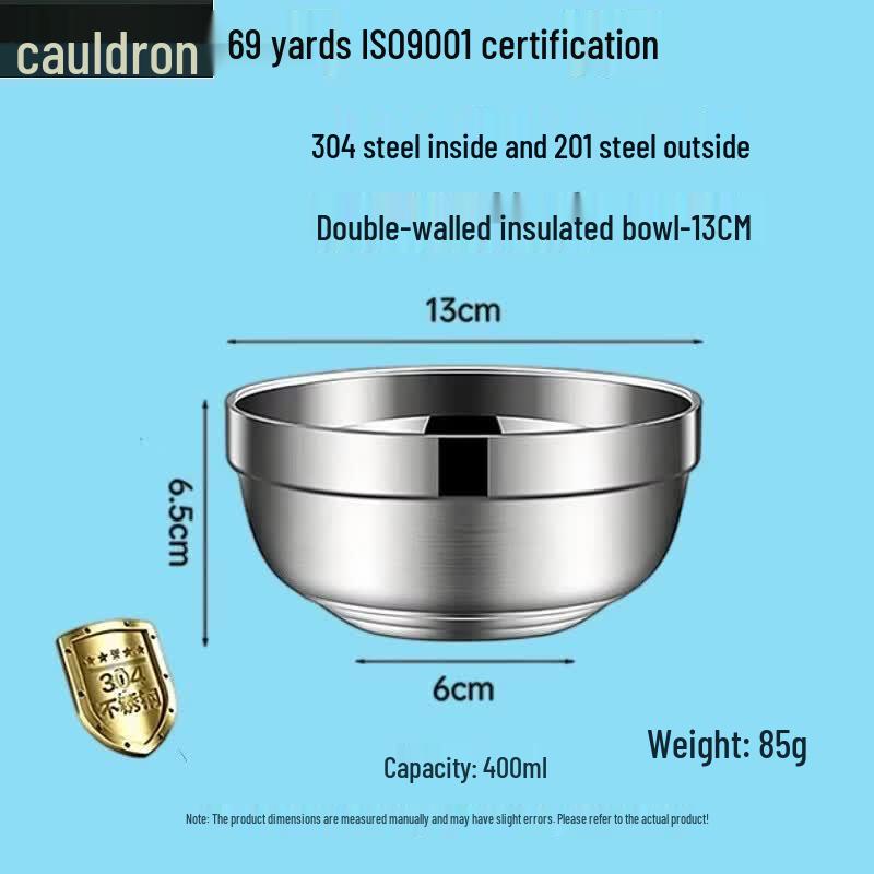 Fu ou Double-Layer Stainless Steel Rice Bowl
