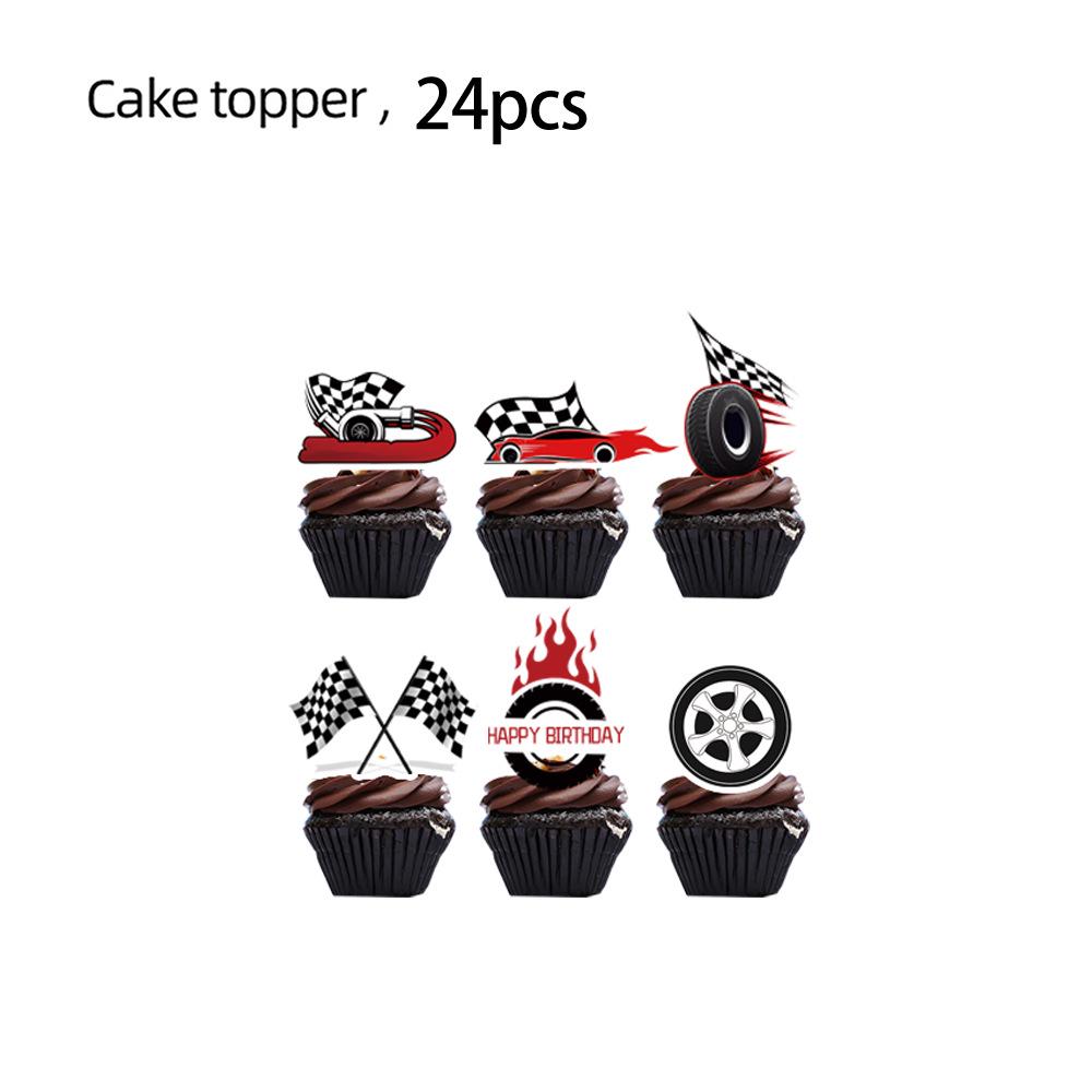 Sports Car Racing Birthday Party Tableware & Decorations: Cake Toppers, Banners, Balloons, Tablecloths.