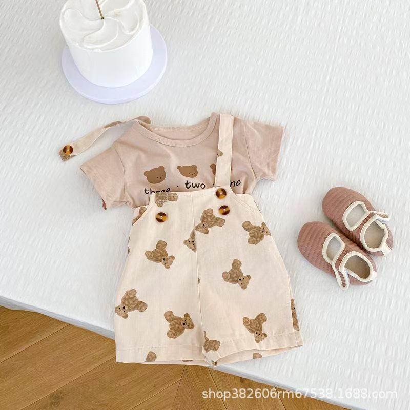 Baby Sommer Modische Overalls Shorts Zweiteiliges Set für Zuhause & Ausgehen
