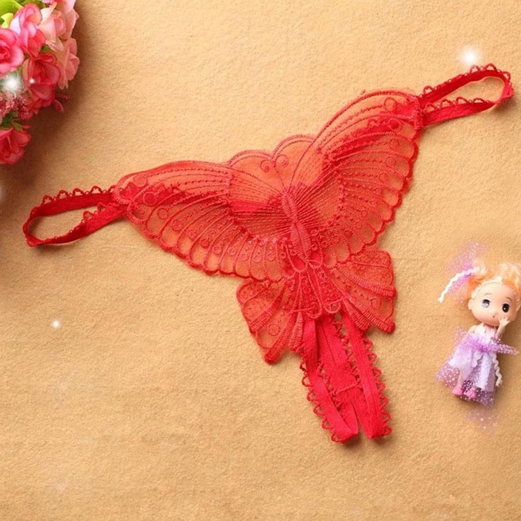 Butterfly Lace Micro Women Open Thongs G Strings Transparent Underwear