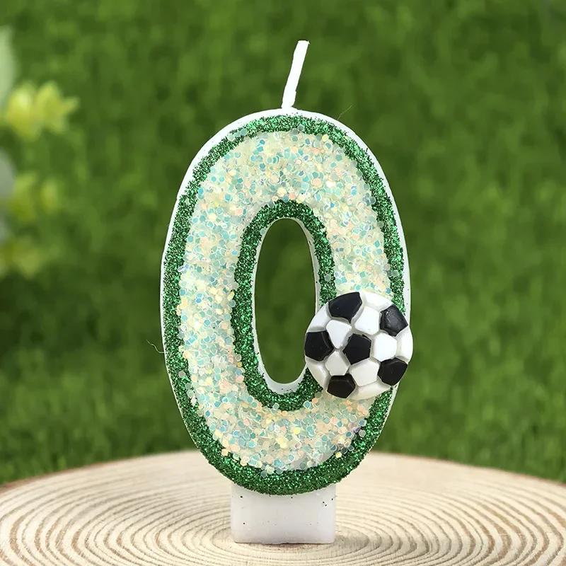 Creative Green Football Fluorescent Birthday Digital Candle Party Supplies Cake Decoration