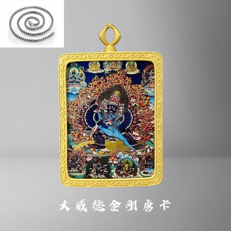 Golden Tibetan Thangka Pendant Necklace With Five Wealth Deities Charm Copper Amulet Men Women Ethnic Style