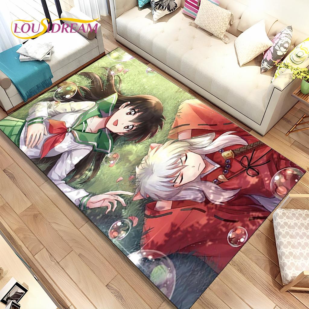 Anime Inuyasha Cartoon Area Rug Large,Carpet Rug for Living Room Bedroom Sofa Doormat Decoration,kids play Non-slip Floor Mat 3D