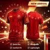 Herren Quick Dry Fußballtrikot, Rot Spanien Goldener Stier Kathedrale Geprägter Druck Fußballfan Kurzarm Training Sport T-Shirt