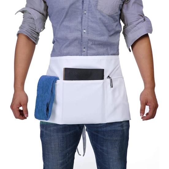 Demi-Tablier avec 3 Poches Tablier de Travail en Polyester Tablier Imperméable à Séchage Rapide Facile d'Entretien Tablier Anti-Poussière pour Chefs Pâtissiers Restaurants Usage Domestique