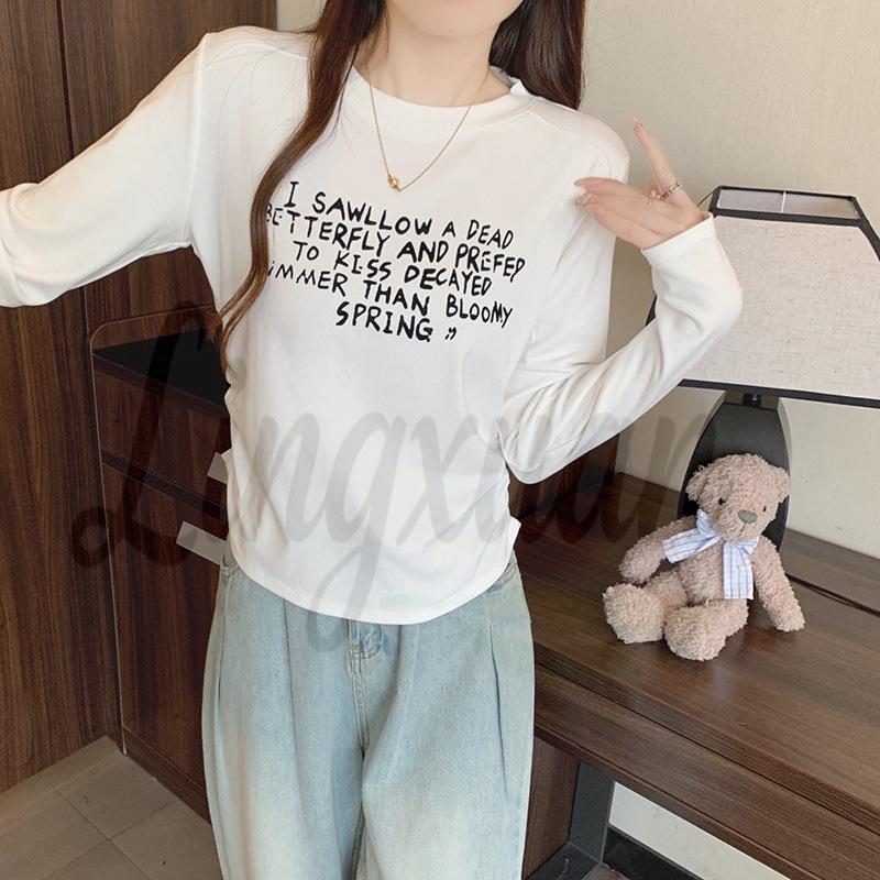 Spring 2026 Women s Plus Size Warm Letter Print Base Layer Top L