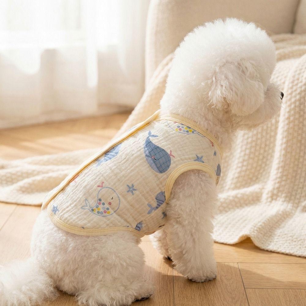 Breathable Dog Vest Cartoon Print Pet Sleeveless Pullover Puppy Short Shirt Indoor Wear