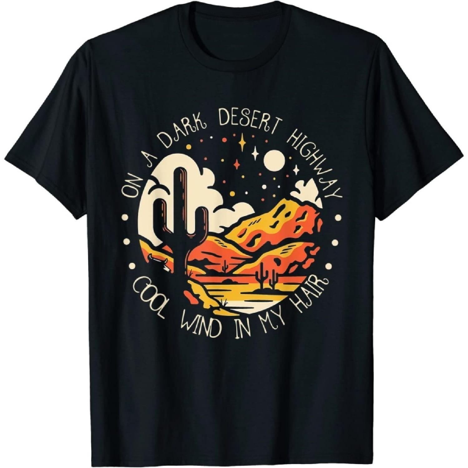 DVGRR Смешная футболка  На шоссе в темных пустынях  Классический прохладный ветер в моих волосах S