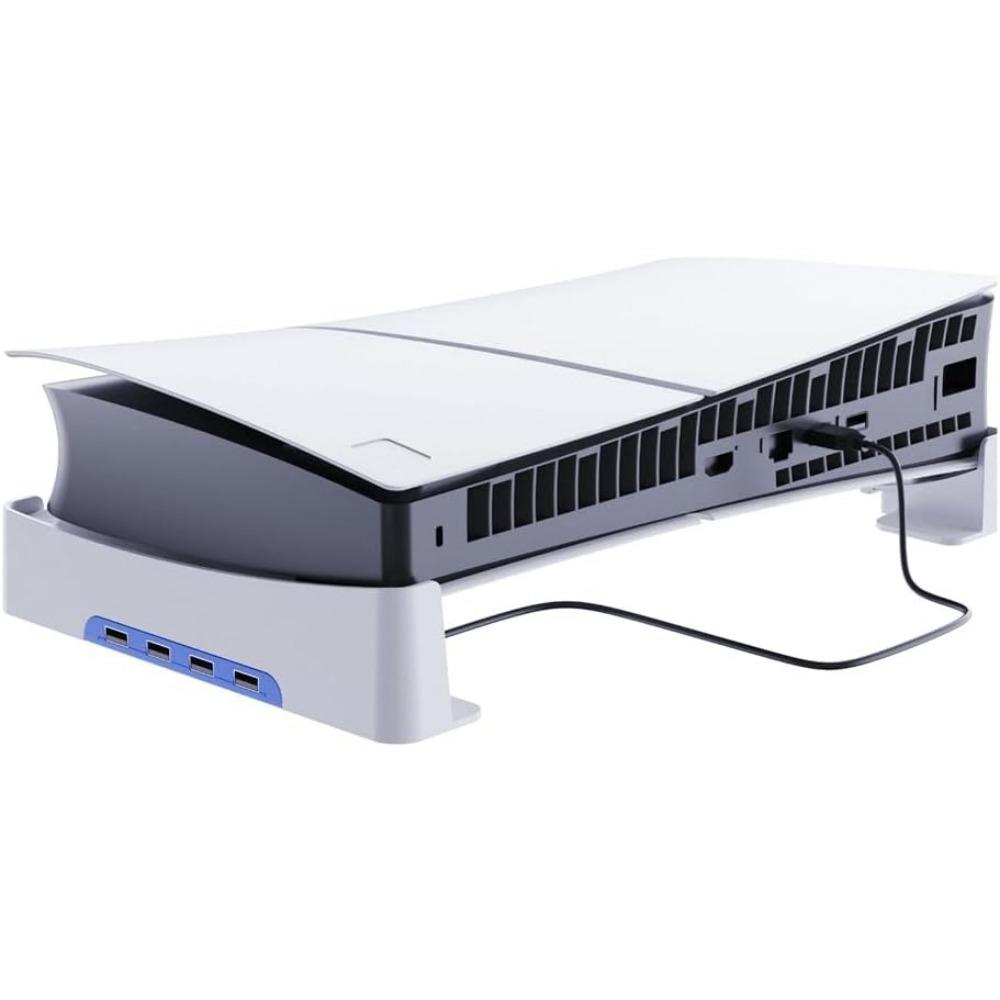 Suport de consolă pentru Sony PS5 Slim, cu 4 porturi USB 2.0, accesorii pentru suport de bază pentru console de jocuri, suport de depozitare pentru suport de birou pentru consola de jocuri