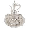 Alloy Wine Glass Pot Set Rustproof Exquisite Decorative Vintage Coffee Pot Set for Tea Home Party Wedding Silver White