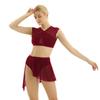 Tanzkleid für Damen, asymmetrisches Mesh-Ballett, lateinamerikanische Tanz-Outfits, überkreuzte Crop-Tops und kurzer Rock