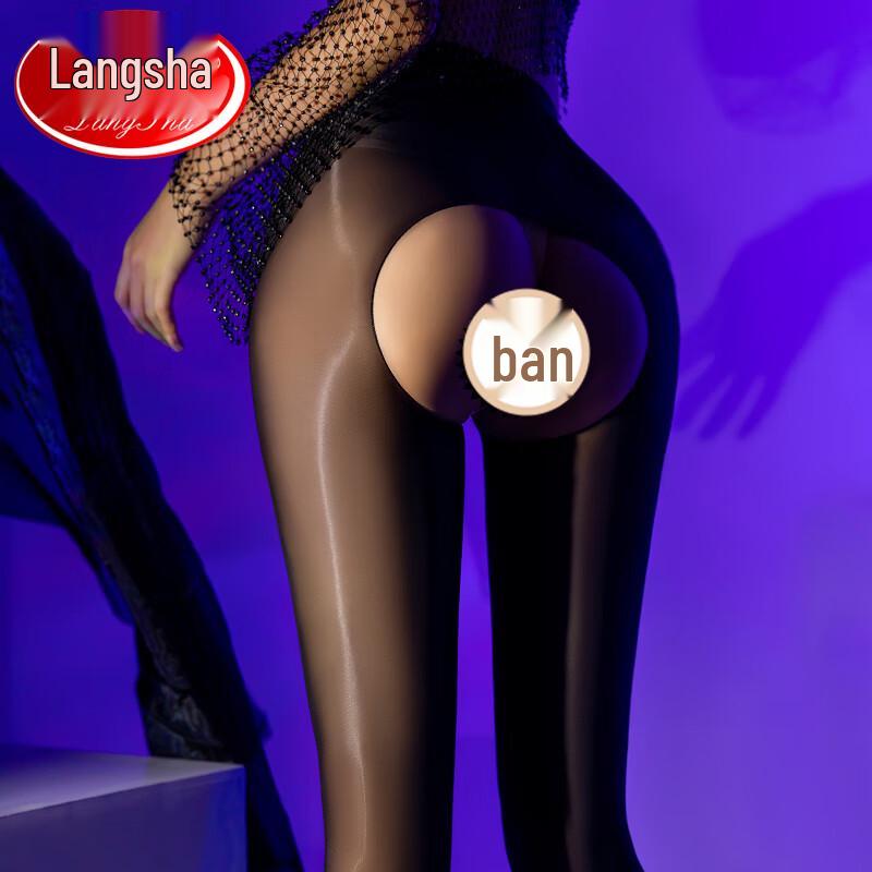 LANGSHA Women's Glossy Open Crotch Sheer Pantyhose