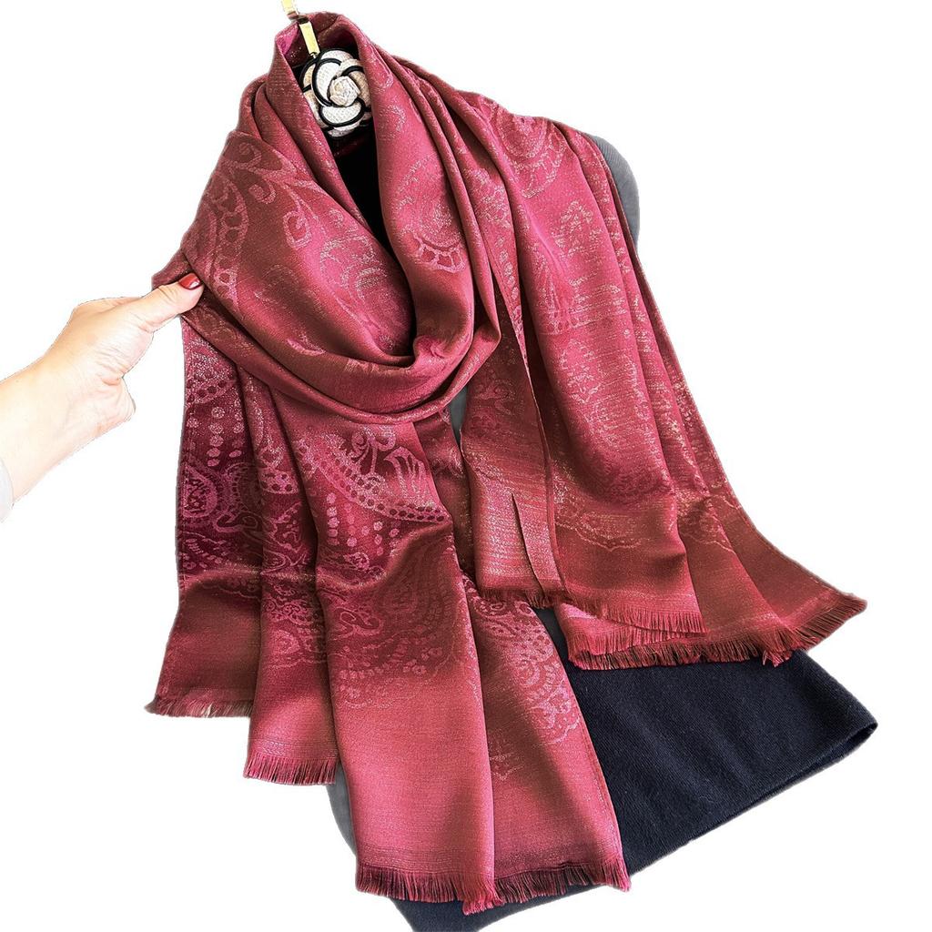 High-End Imitation Cashmere Jacquard Craft Scarf Autumn And Winter Ethnic Style Retro Versatile Warm Shawl Women