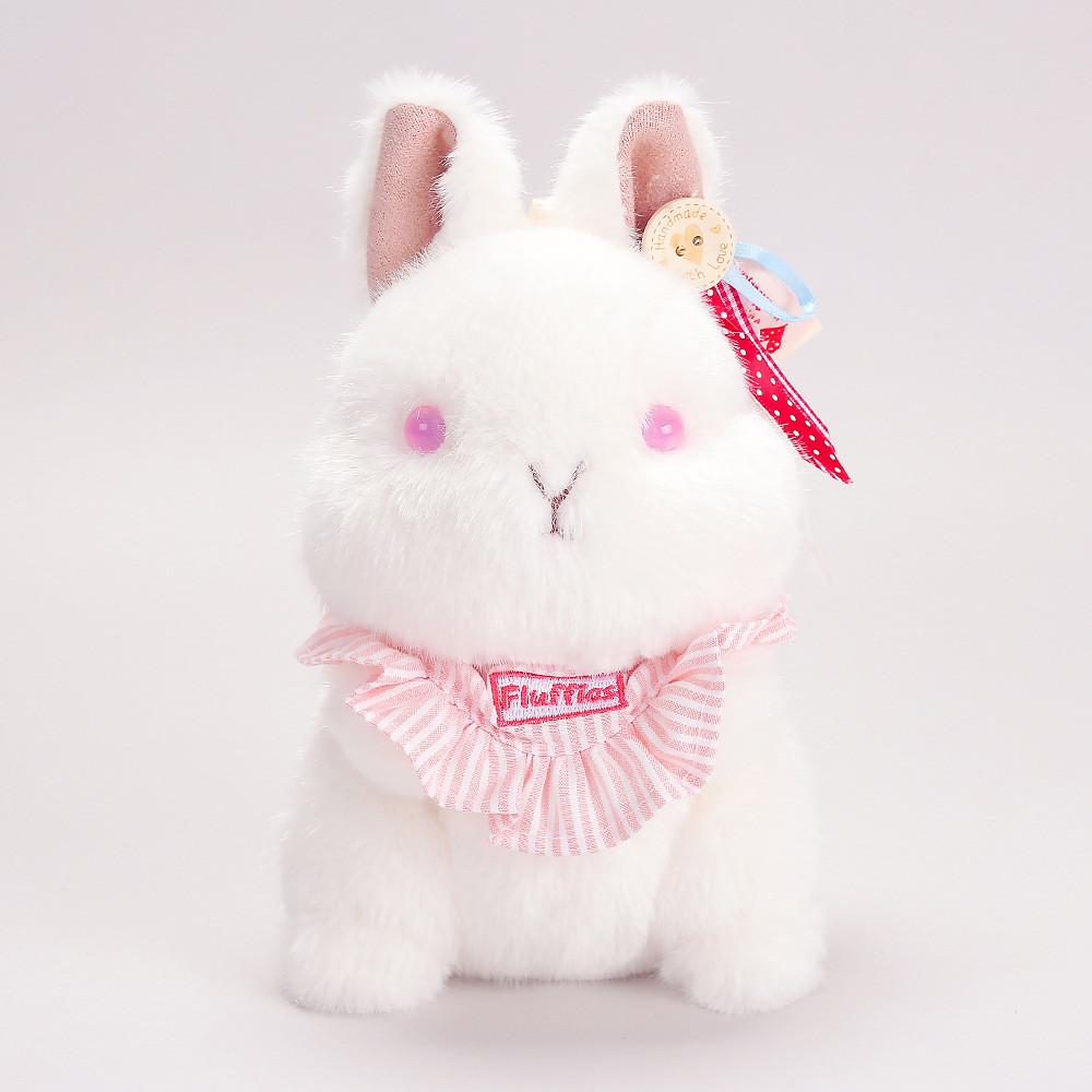 Plush Snowball Bunny Handheld Stress Relief Toy With Glasses For Kids And Adults