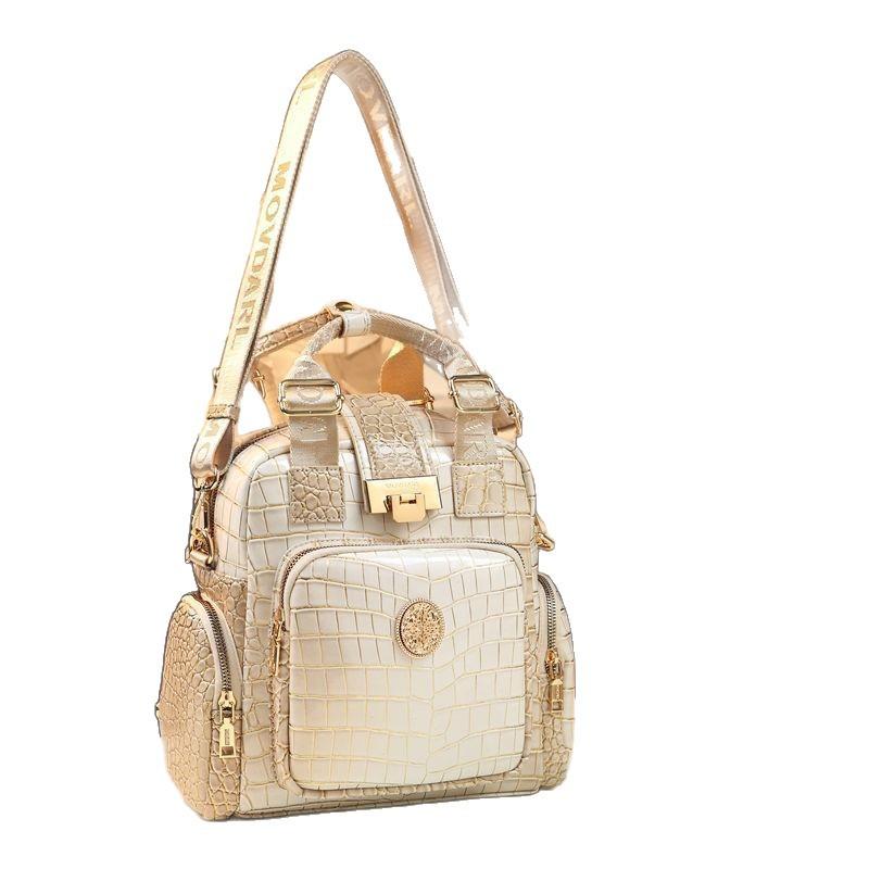 Atmospheric Backpack, Crocodile Pattern Leather Women'S Bag, Trendy Exquisite Single Shoulder Crossbody Handbag Women
