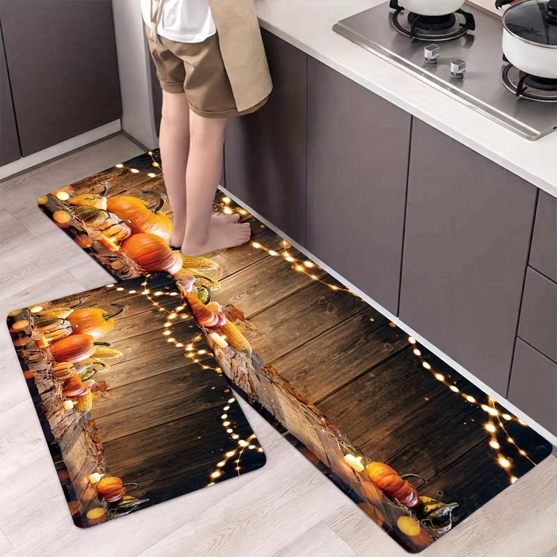 VIKAMA Halloween Kitchen Rugs Pumpkin Absorbent Soft Doormat Rug For Bedroom Carpet For Living Room Machine Washable